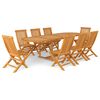 vidaXL Garden Dining Set Warm wood color Fine sanded teak hardwood Large