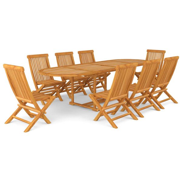 vidaXL Garden Dining Set Warm wood color Fine sanded teak hardwood Large