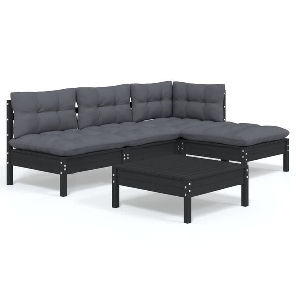 vidaXL Garden Lounge Set Black, Anthracite