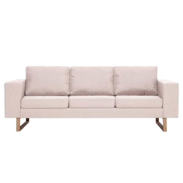vidaXL Sofa Cream Polyester fabric, Wood 2-Seater and 3-Seater