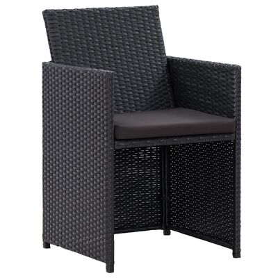 vidaXL 4 Piece Patio Lounge Set with Cushions Poly Rattan Black