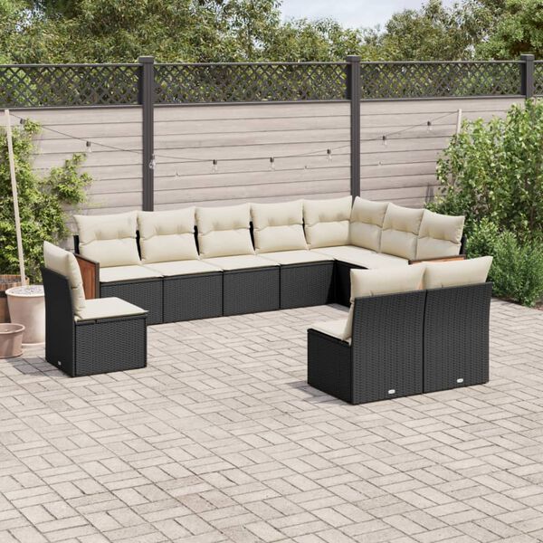 vidaXL Garden Sofa Set Black PE Rattan Large Modular Garden Sofa Set