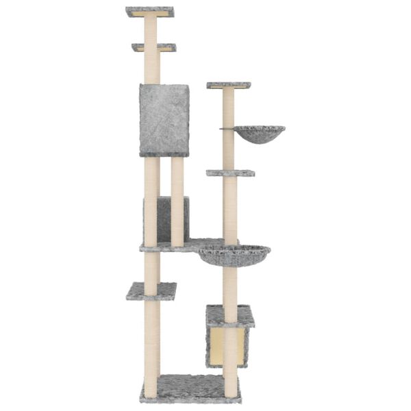 vidaXL Cat Tree Light Grey Engineered Wood, Plush, Sisal Extra Large