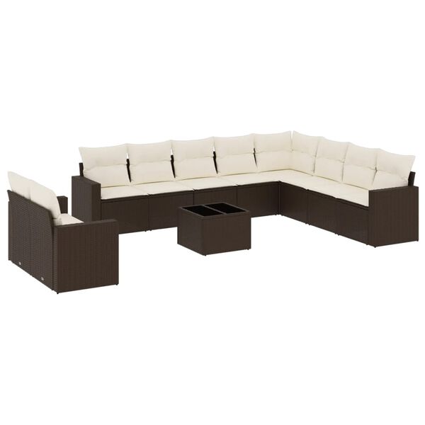 vidaXL Garden Sofa Set Brown PE rattan Large Modular Garden Sofa Set