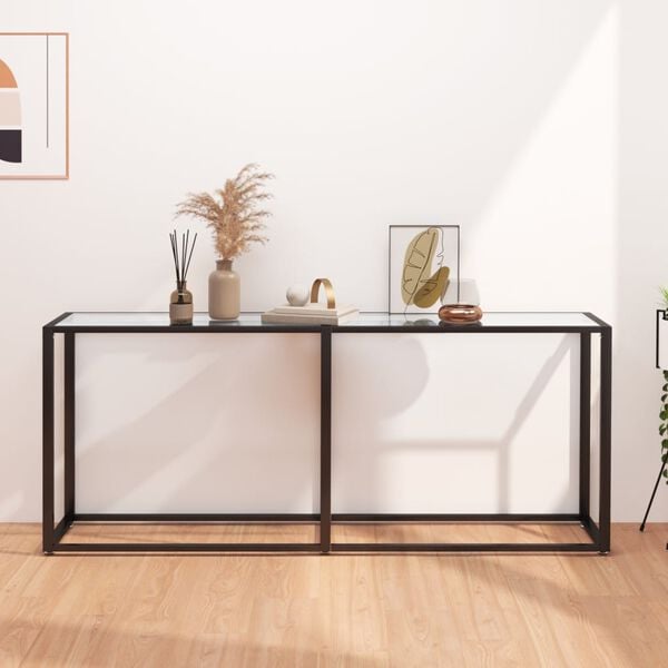 vidaXL Console Table Clear Tempered glass, Powder-coated steel