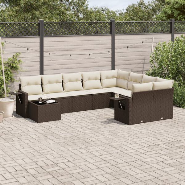 vidaXL Garden Sofa Set Brown, Cream White