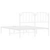 vidaXL Bed Frame White Powder-Coated Steel King Bed Frame Rectangular
