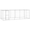 vidaXL Dog Kennel Silver Galvanized steel, PE 130.9 ft&sup2; Durable
