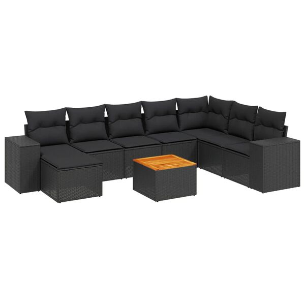 vidaXL Garden Sofa Set Black