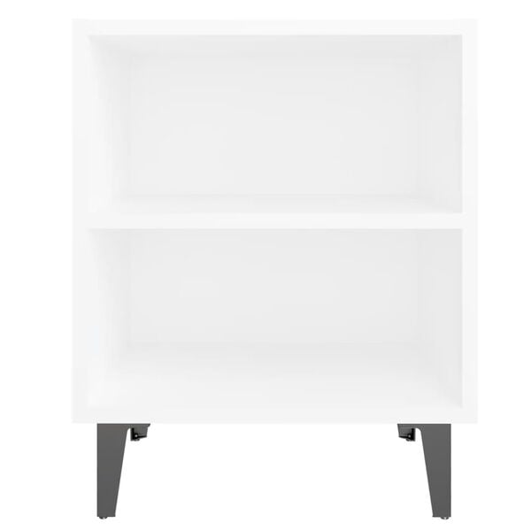 vidaXL Bed Cabinet White Engineered Wood, Metal Compact Bed Cabinet
