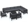 vidaXL Garden Lounge Set Black, Anthracite Solid Pine Wood, Polyester Fabric