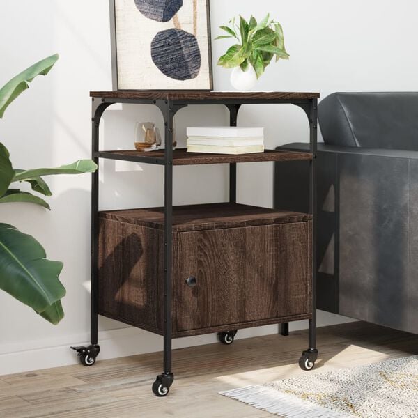 vidaXL Printer Stand 3-Tier Brown Oak 19.7"x15.7"x29.9" Engineered Wood