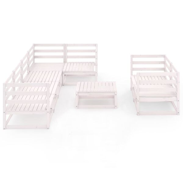 vidaXL Garden Lounge Set White Solid pine wood Large Modular