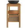 vidaXL Vanity Cabinet With Sink Black Solid Teak Wood Medium Storage