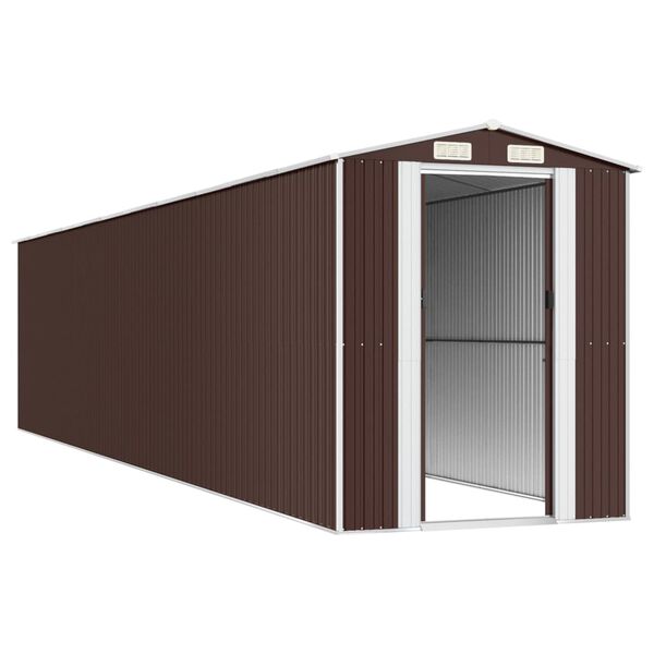 vidaXL Garden Shed Dark Brown Galvanized Steel Large Garden Shed