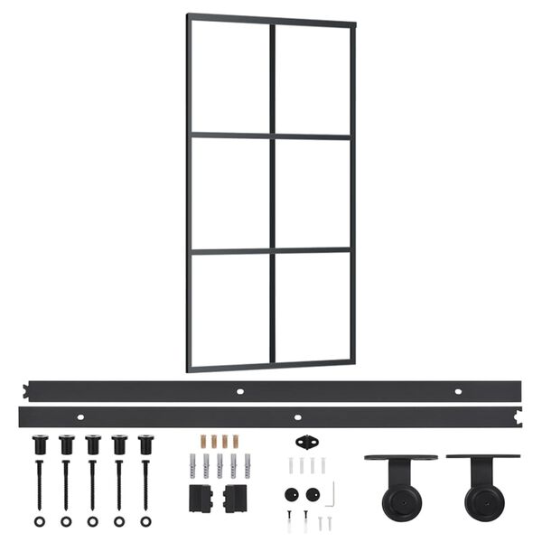 vidaXL Sliding Door with Hardware Set ESG Glass&Aluminium 40.2x80.7"(151013+145262)