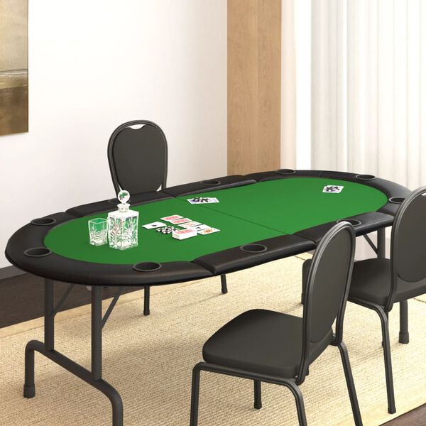 vidaXL Poker Tabletop Green Engineered wood, felt, faux leather Large