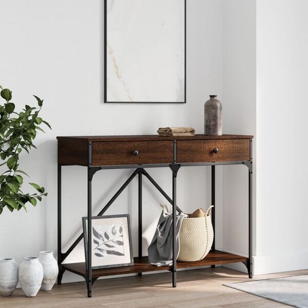 vidaXL Console Table Brown oak Engineered wood, steel Medium