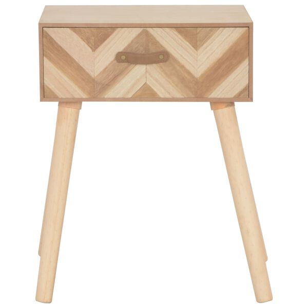 vidaXL Bedside Cabinet Natural Wood Solid Paulownia wood, Solid Pine wood