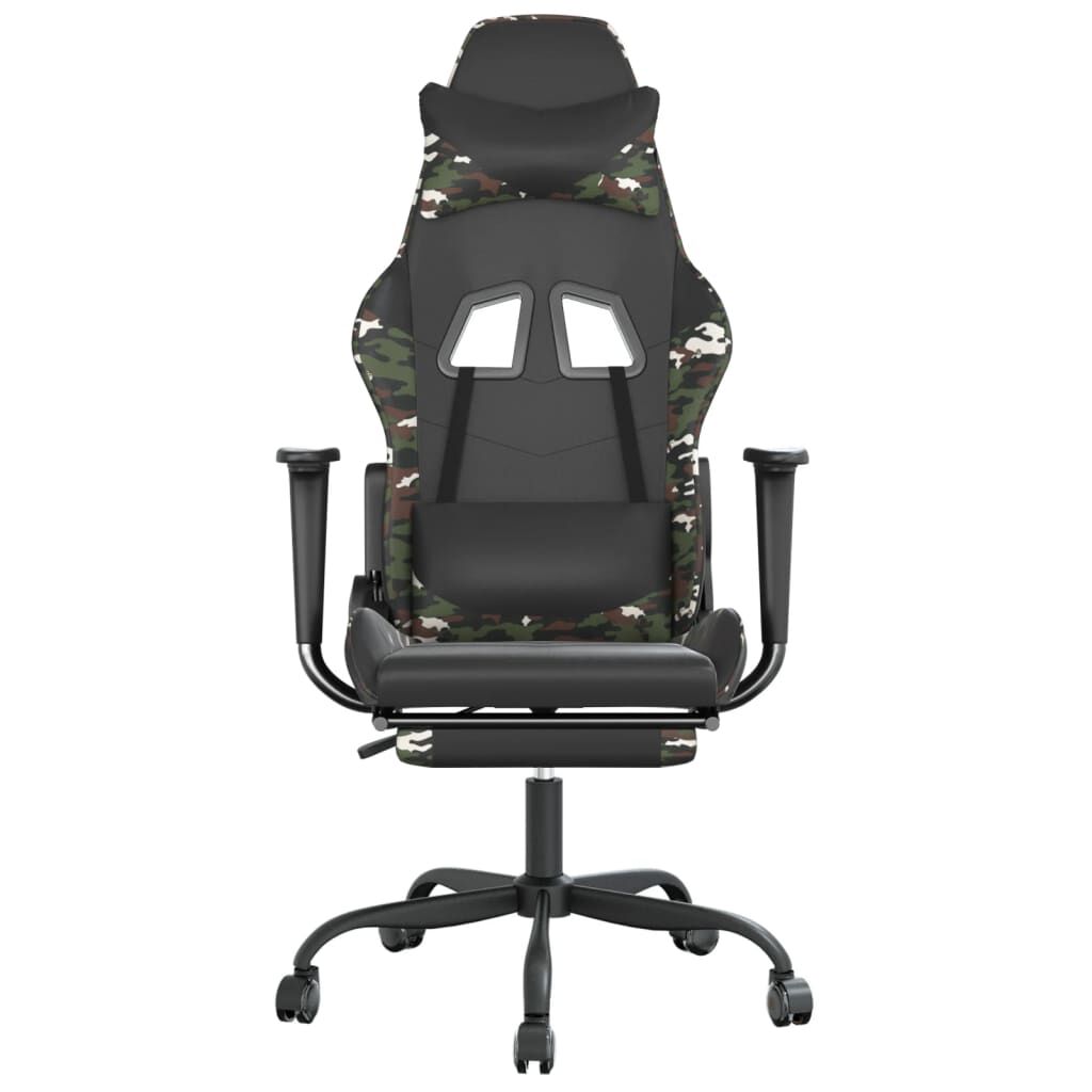 vidaXL Gaming Chair Black and camouflage Faux leather, metal, plywood