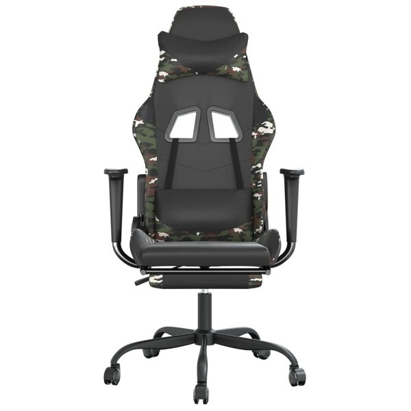 vidaXL Gaming Chair Black and camouflage Faux leather, metal, plywood
