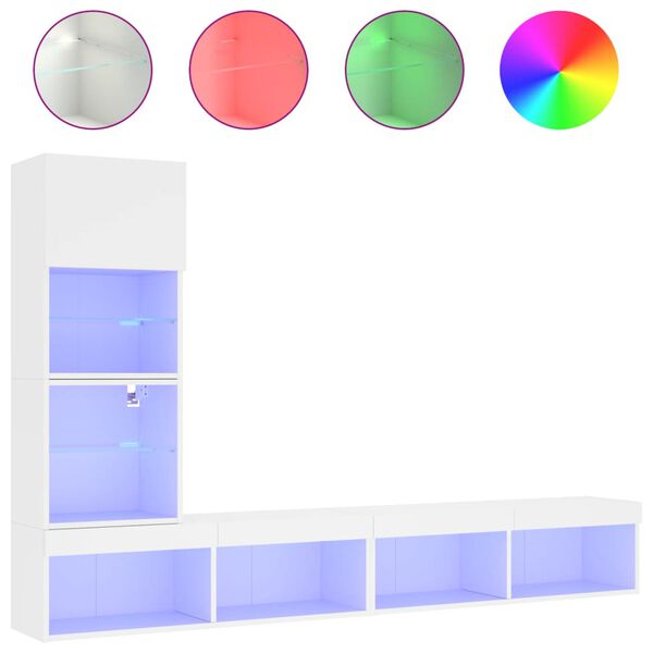 vidaXL 4 Piece TV Wall Units with LED White Engineered Wood