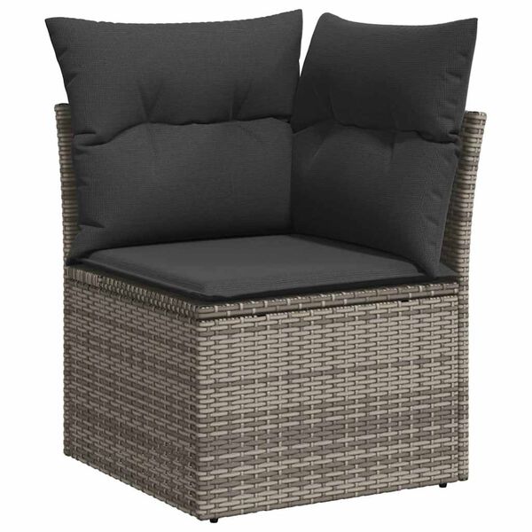 vidaXL Patio Sofa Set Grey PE rattan Large Adjustable Feet