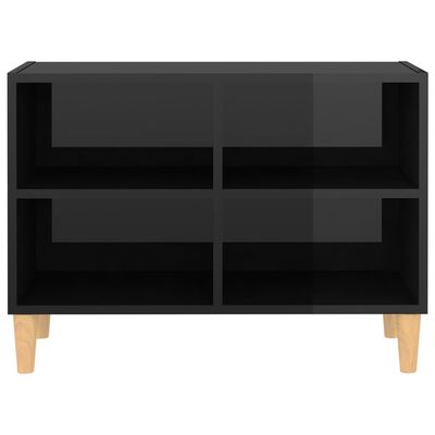 vidaXL TV Cabinet with Solid Wood Legs High Gloss Black 27.4"x11.8"x19.7"