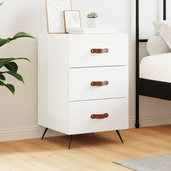 vidaXL Bedside Cabinet High gloss white