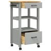 vidaXL Kitchen Trolley MONZA 18.9"x15.7"x34.8" Solid Wood Pine