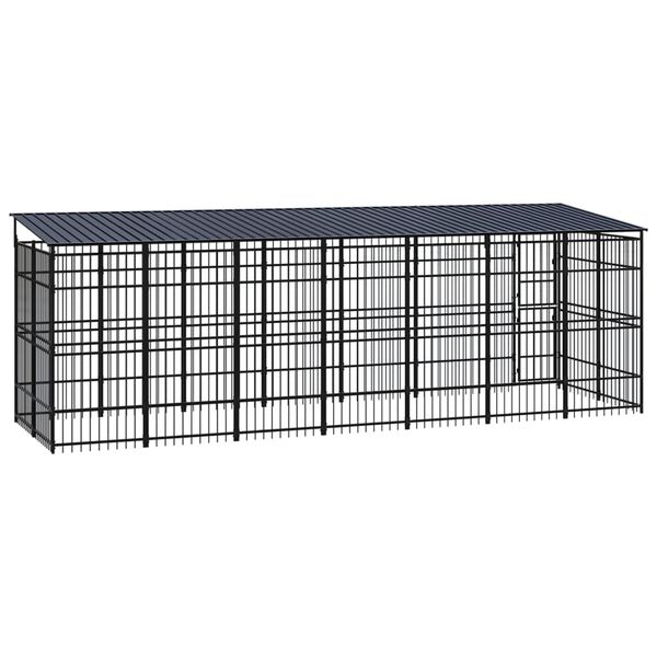 vidaXL Dog Kennel Black Powder-coated steel 139.9 sq ft Dog Kennel