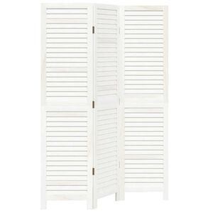 vidaXL Room Divider 3 Panels White Solid Wood Paulownia