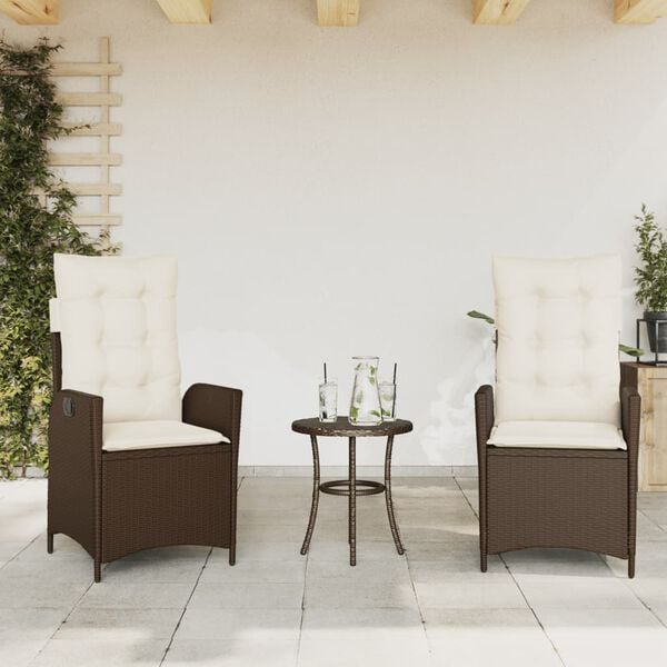 vidaXL Reclining Garden Chair Set of 2 Brown
