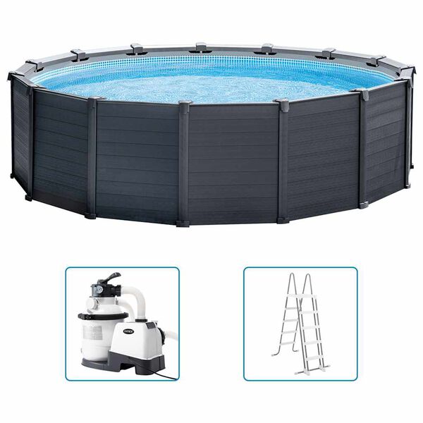 INTEX Swimming Pool Graphite grey High-density plastic Large Durable