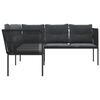 vidaXL Garden Sofa Black Powder-coated steel Large