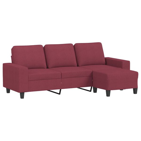 vidaXL 3-Seater Sofa with Footstool Wine Red 70.9" Fabric