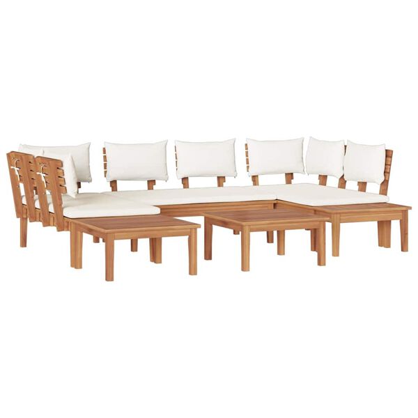 vidaXL Garden Bench Set with Cushion 4 pcs Brown and Cream