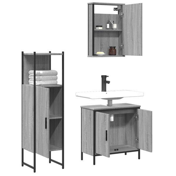vidaXL Bathroom Furniture Set Gray sonoma