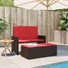 vidaXL Patio Bench with Cushions and Footstool Brown Poly Rattan