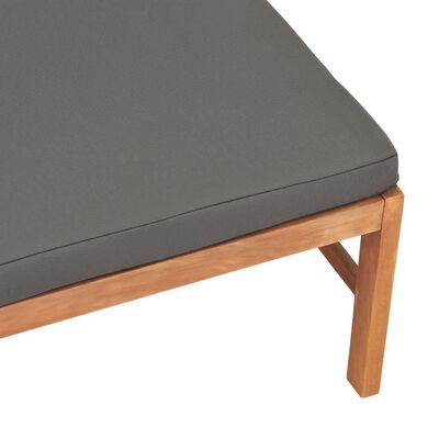 vidaXL Footrest with Dark Gray Cushion Solid Teak Wood