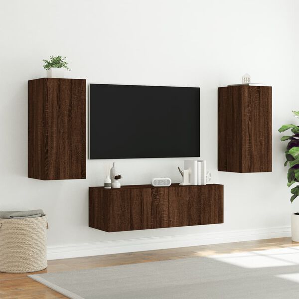 vidaXL TV Wall Cabinet Brown oak Engineered wood Standard