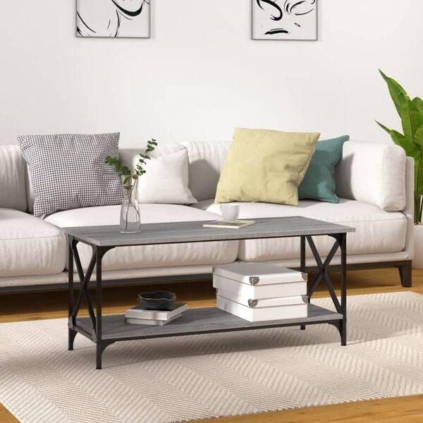 vidaXL Coffee Table Grey Sonoma Engineered Wood and Iron Standard