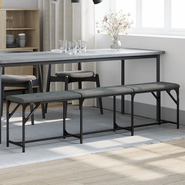 vidaXL Dining Bench Dark Grey Steel, 100% polyester fabric Large Durable