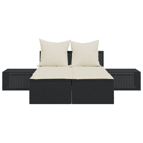 vidaXL Double Sun Lounger Black, Cream