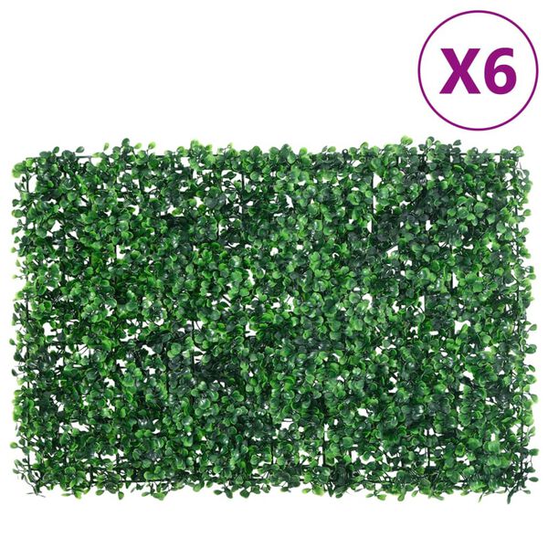  vidaXL Artificial Shrub Leaf Fence 6 pcs Green 15.7x23.6"