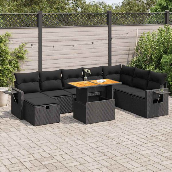 vidaXL Garden Sofa Set Black, Grey, Dark Grey