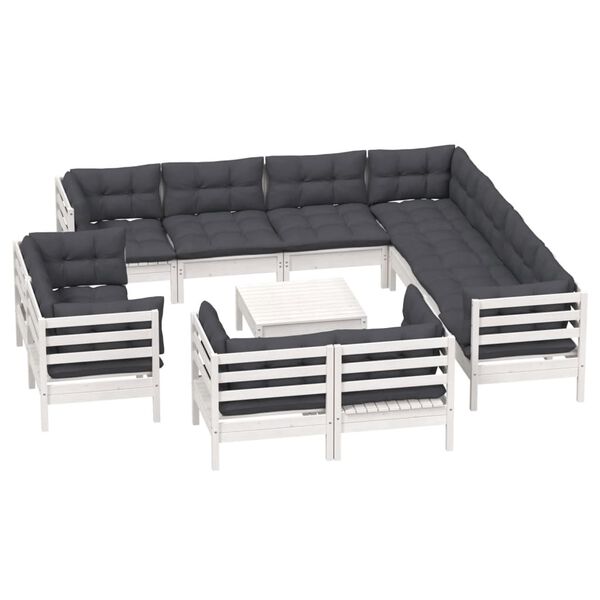 vidaXL Garden Lounge Set White Solid pinewood Standard Modular