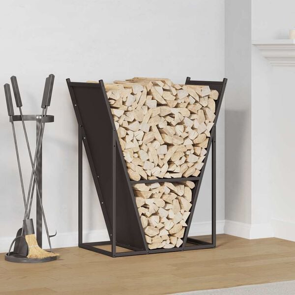 vidaXL Firewood Rack Black 27.4x13.8x31.9" Cold-rolled steel