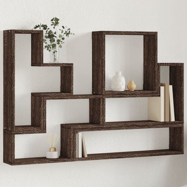 vidaXL Wall Shelf Brown Oak Engineered Wood 37.8 in Wall Shelf
