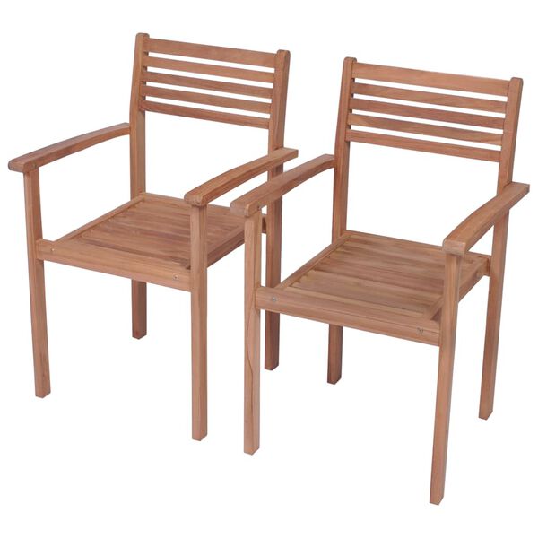vidaXL Garden Chair Set of 2 Natural Teak Solid Teak wood, 100% polyester